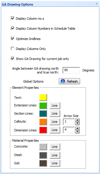 GA Drawing Options form